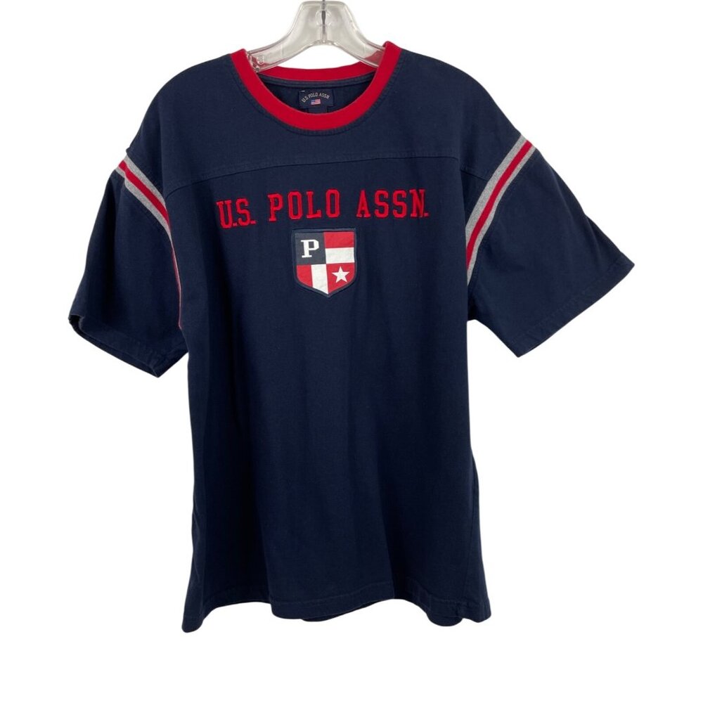 US Polo Assn Blue & Red Short Sleeve T-shirt Mens Size Large